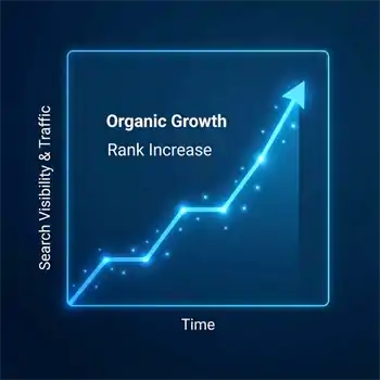 Graph showing upward trend in search engine visibility and traffic.