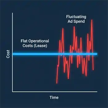 Chart demonstrating flat operational costs