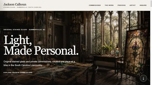 Jackson Calhoun stained glass website homepage
